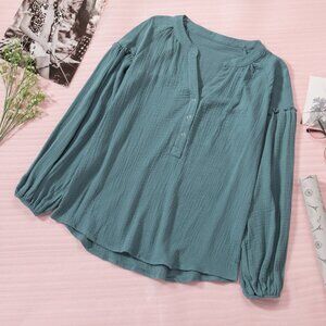 Solid Color Long Sleeve Top Casual Loose Women's Bottoming Shirt